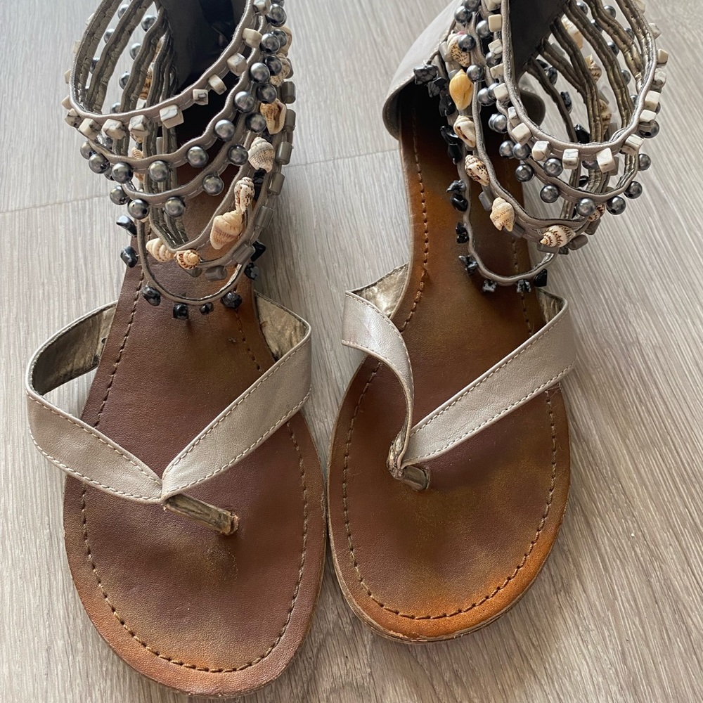 Gray Shell Sandals